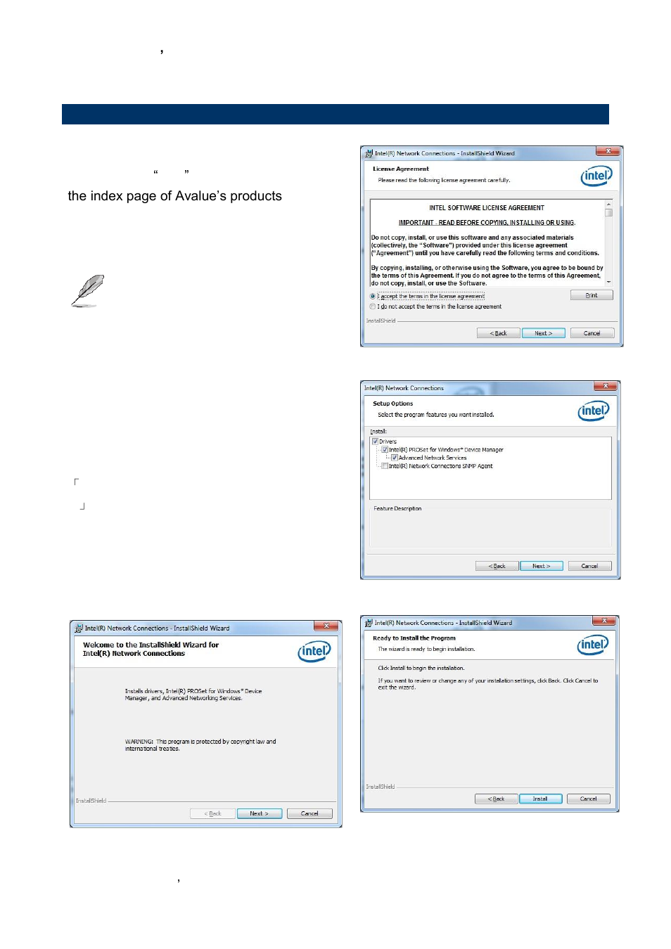 Install ethernet driver (for intel 82574l) | Avalue ESM-CDV User Manual | Page 70 / 76