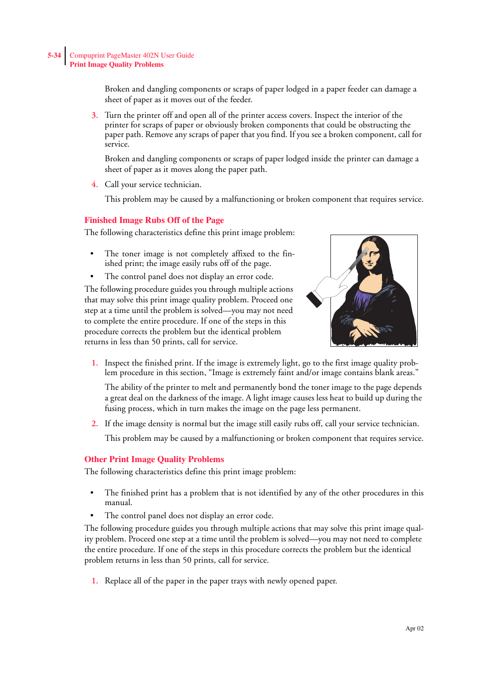 Other print image quality problems, Other print image quality problems 5-34 | CPG PageMaster 402N User Manual | Page 122 / 216