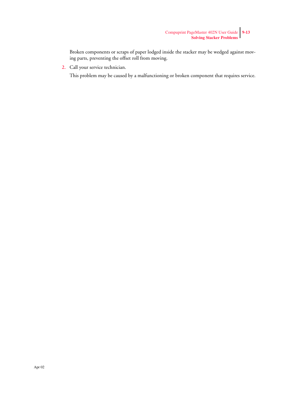 CPG PageMaster 402N User Manual | Page 209 / 216
