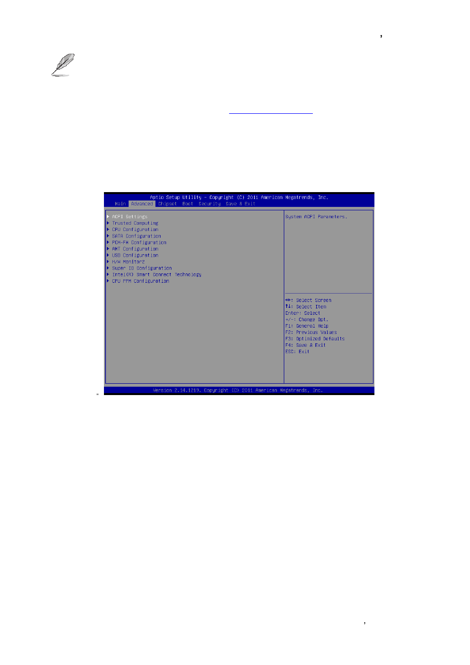 Advanced menu | Avalue ESM-QM77B User Manual | Page 39 / 75