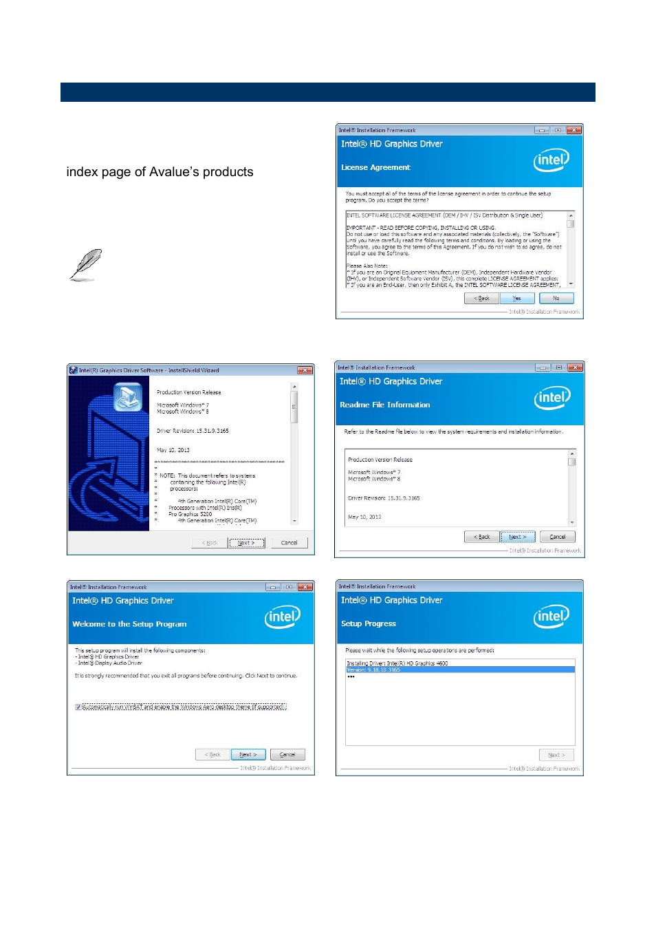 Install display driver (for intel qm87) | Avalue ESM-QM87 User Manual | Page 73 / 82