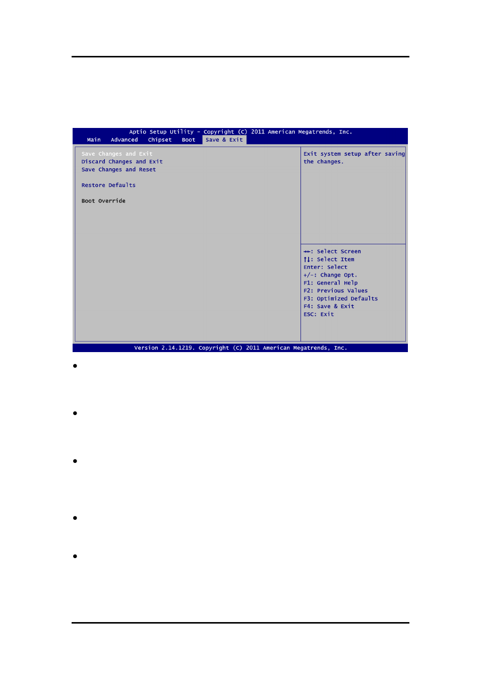 Save & exit menu, 7 save & exit menu | Axiomtek MANO861 User Manual | Page 68 / 72