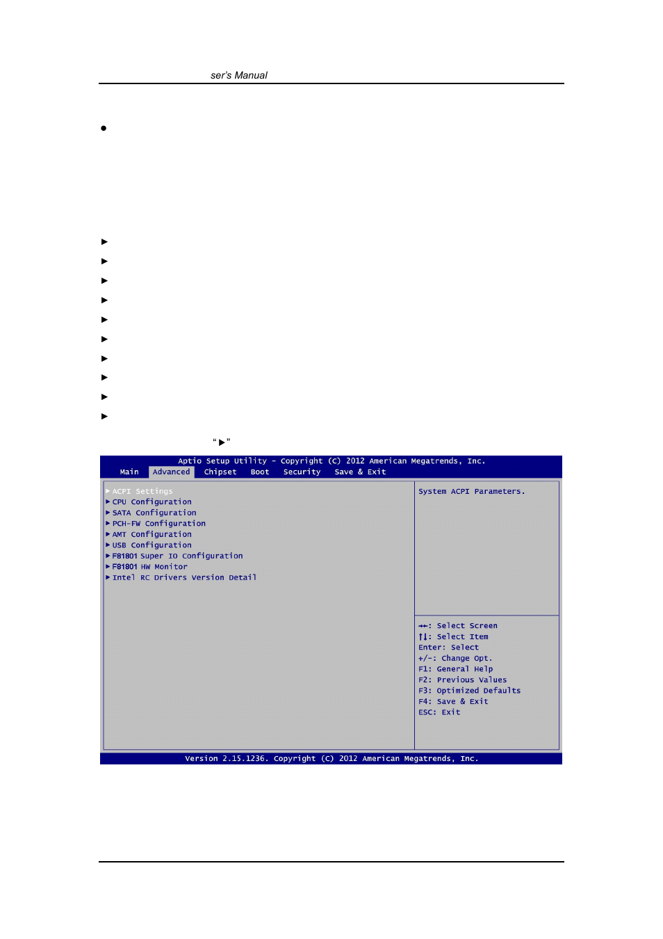 Advanced menu, 4 advanced menu | Axiomtek IPC932-230-FL-ECM User Manual | Page 34 / 54