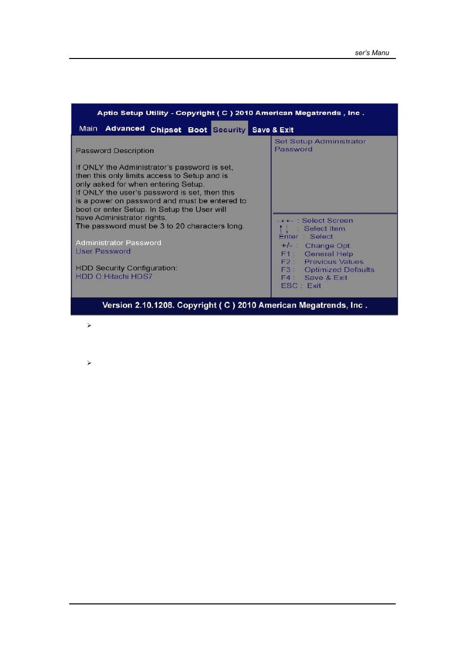 Security menu, 7 security menu | Axiomtek IPC932-230-FL-ECM User Manual | Page 51 / 54