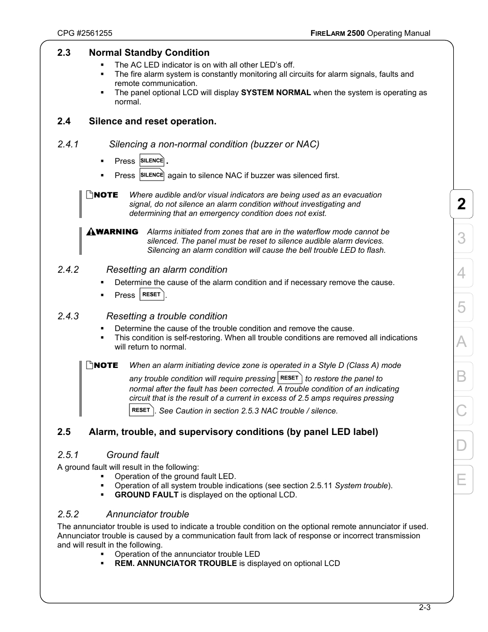 Ed c b 3 4 5 a 2 | CPG FIRELARM 2500 CPG #2561255 User Manual | Page 11 / 44