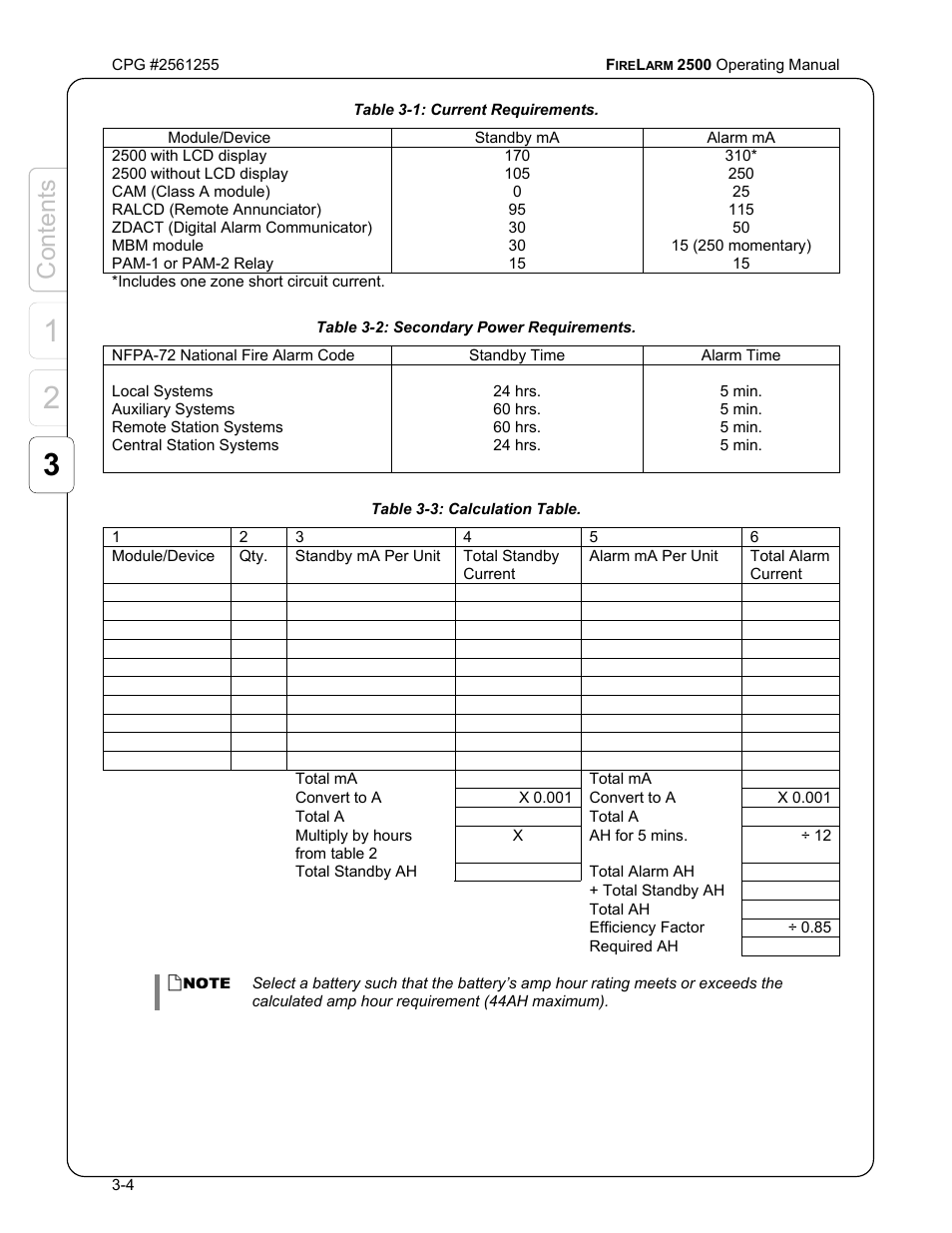 Content s | CPG FIRELARM 2500 CPG #2561255 User Manual | Page 18 / 44