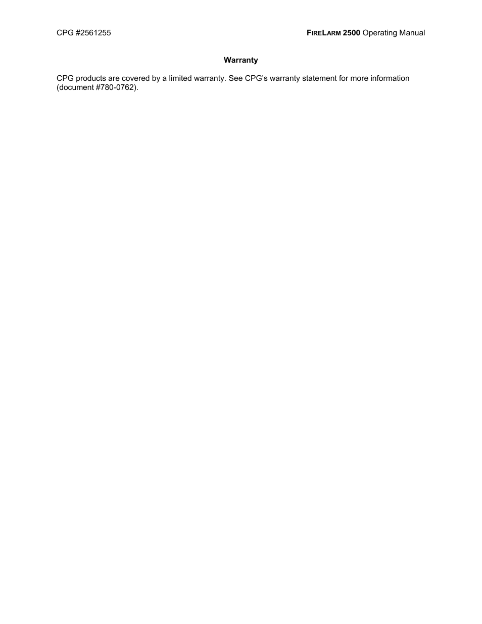 CPG FIRELARM 2500 CPG #2561255 User Manual | Page 2 / 44
