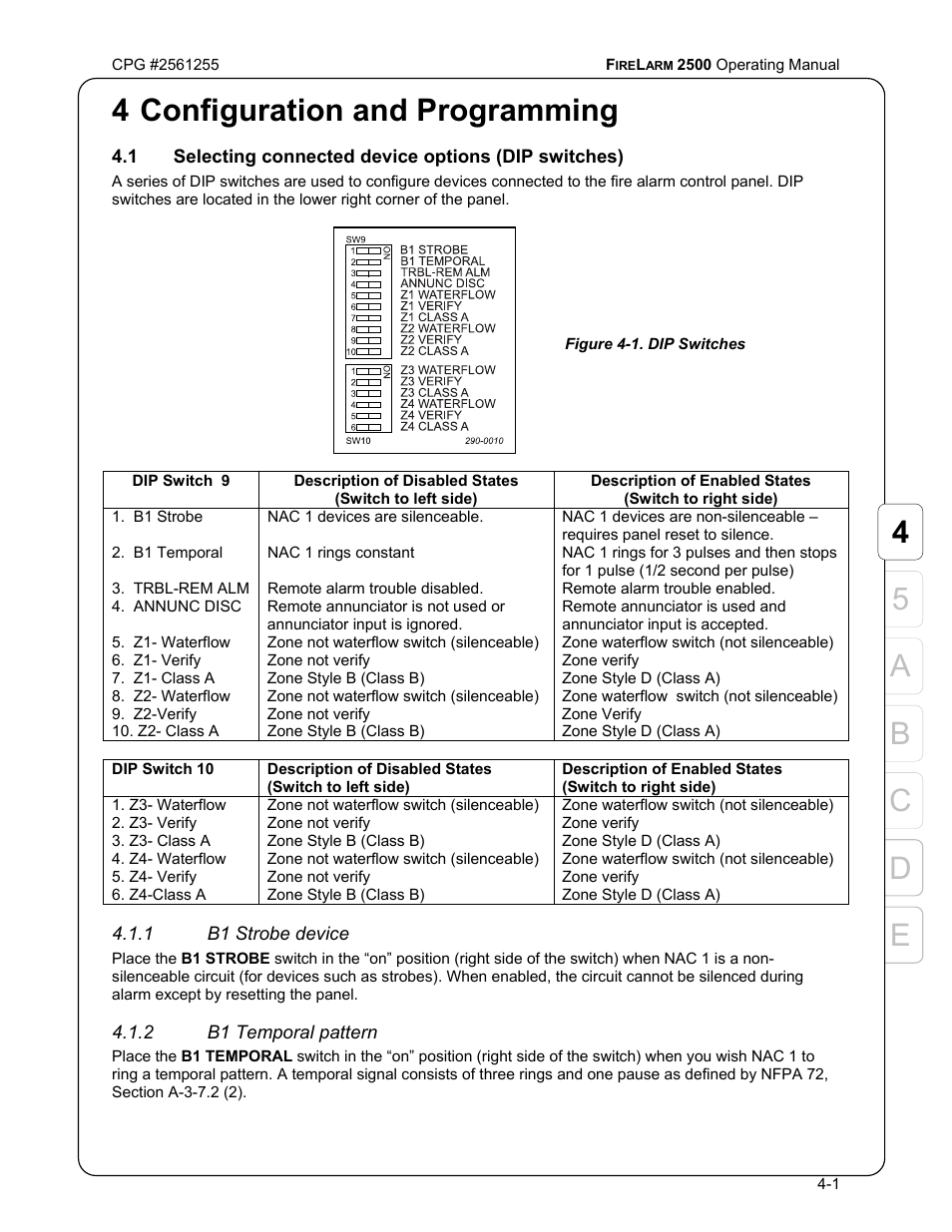 Ed c b 5 a 4, 4 configuration and programming | CPG FIRELARM 2500 CPG #2561255 User Manual | Page 23 / 44