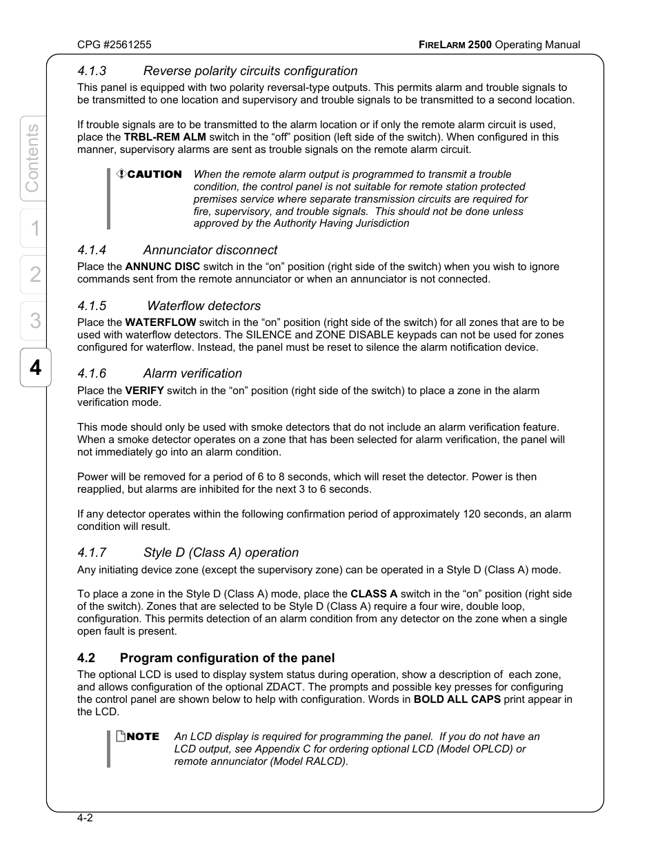 Content s | CPG FIRELARM 2500 CPG #2561255 User Manual | Page 24 / 44
