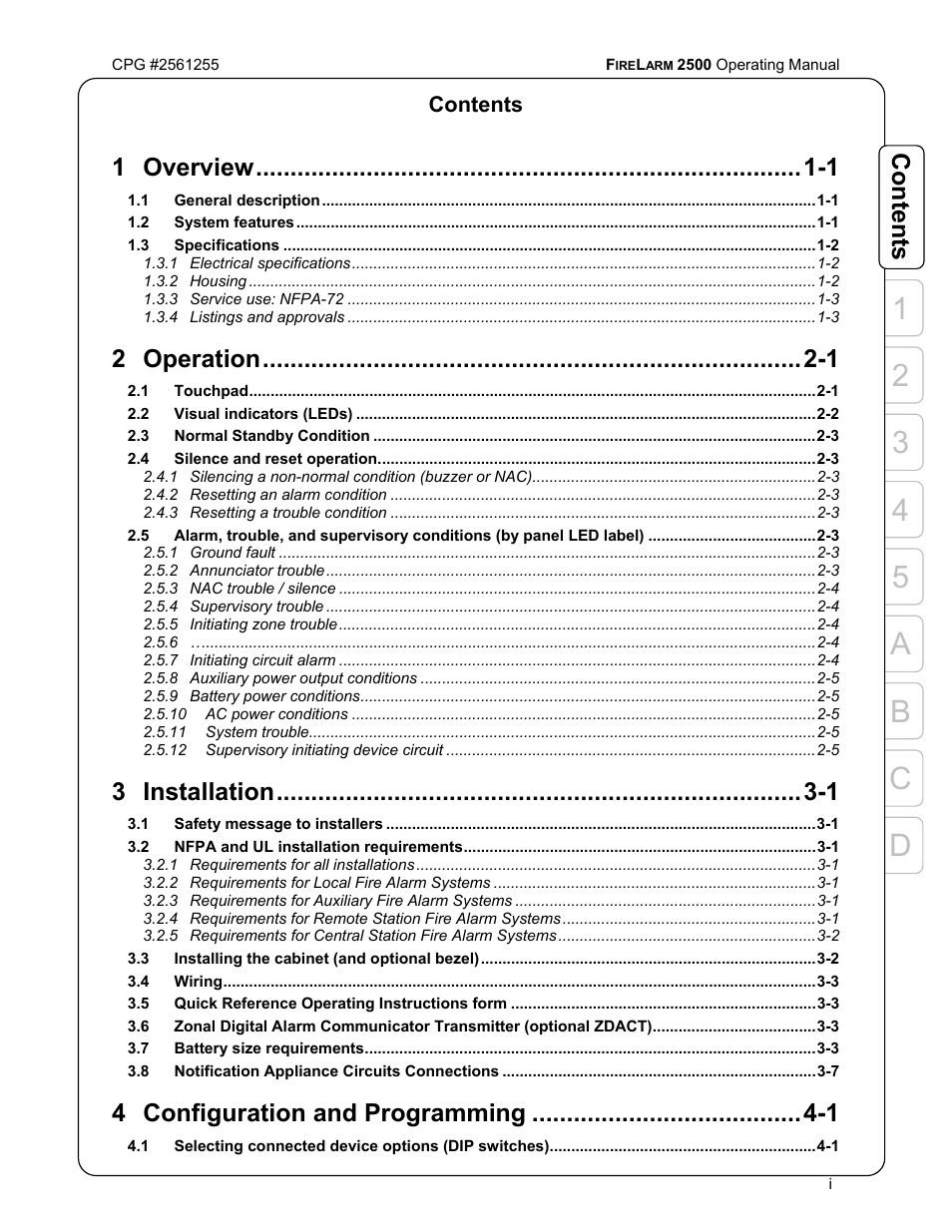 CPG FIRELARM 2500 CPG #2561255 User Manual | Page 3 / 44