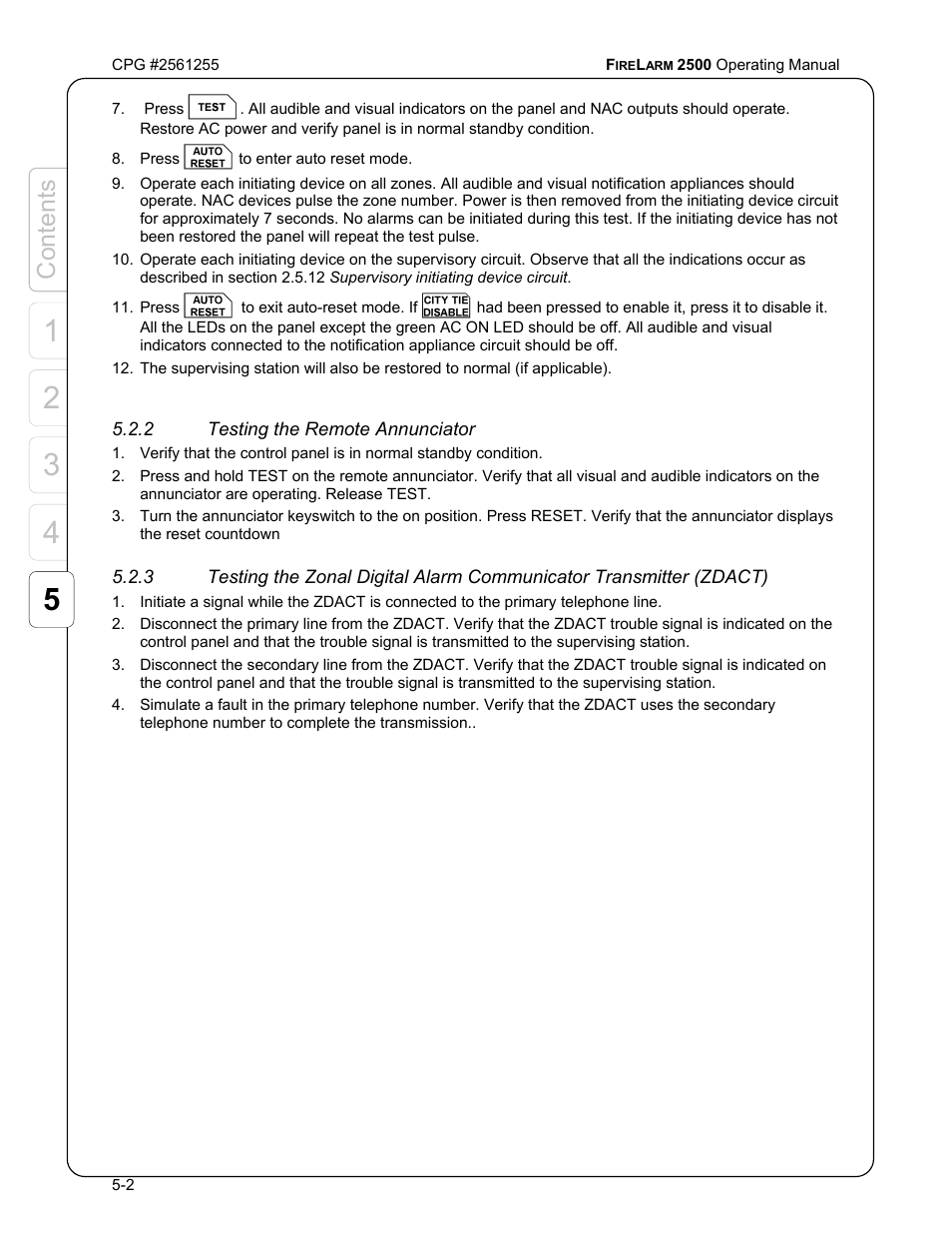 Content s | CPG FIRELARM 2500 CPG #2561255 User Manual | Page 30 / 44