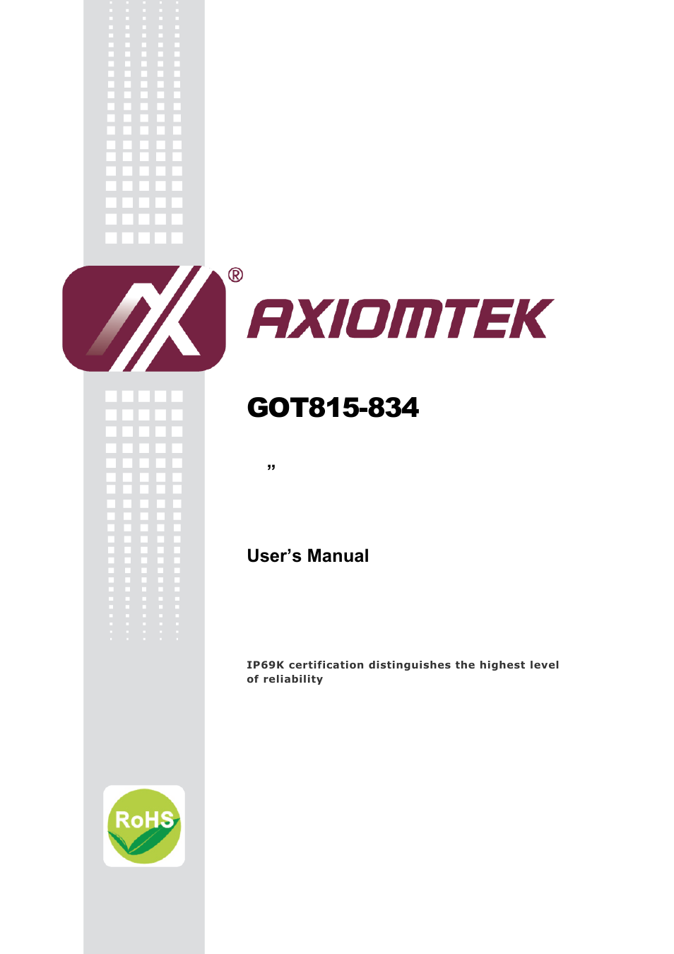 Axiomtek GOT815-834 User Manual | 40 pages