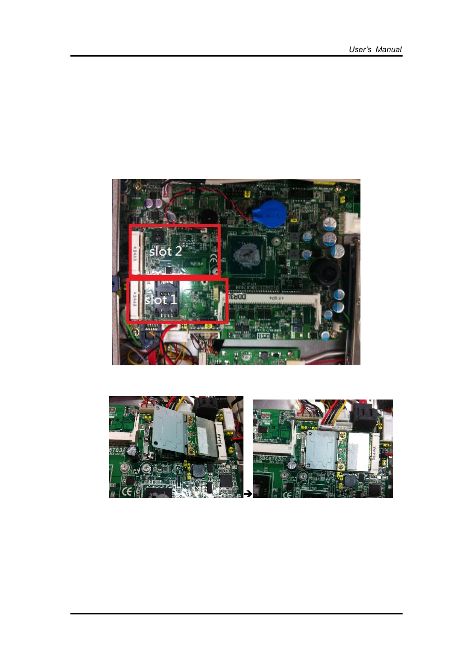 Mini cards card installation, Wireless lan card installation, 7 mini cards card installation | Axiomtek GOT5100T-834 User Manual | Page 39 / 84