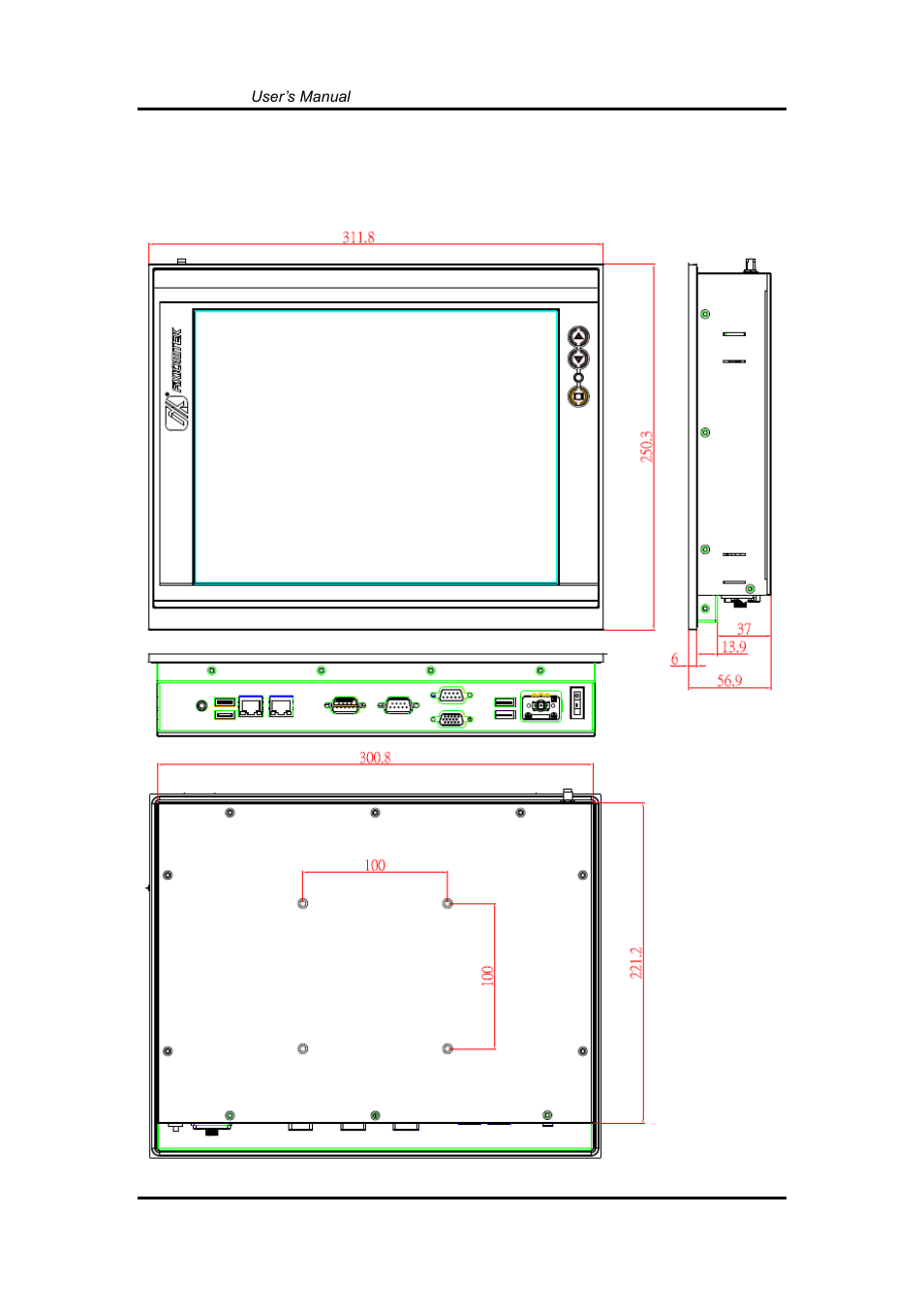 Dimensions and outlines, 3 dimensions and outlines | Axiomtek GOT3126T-834 User Manual | Page 10 / 64