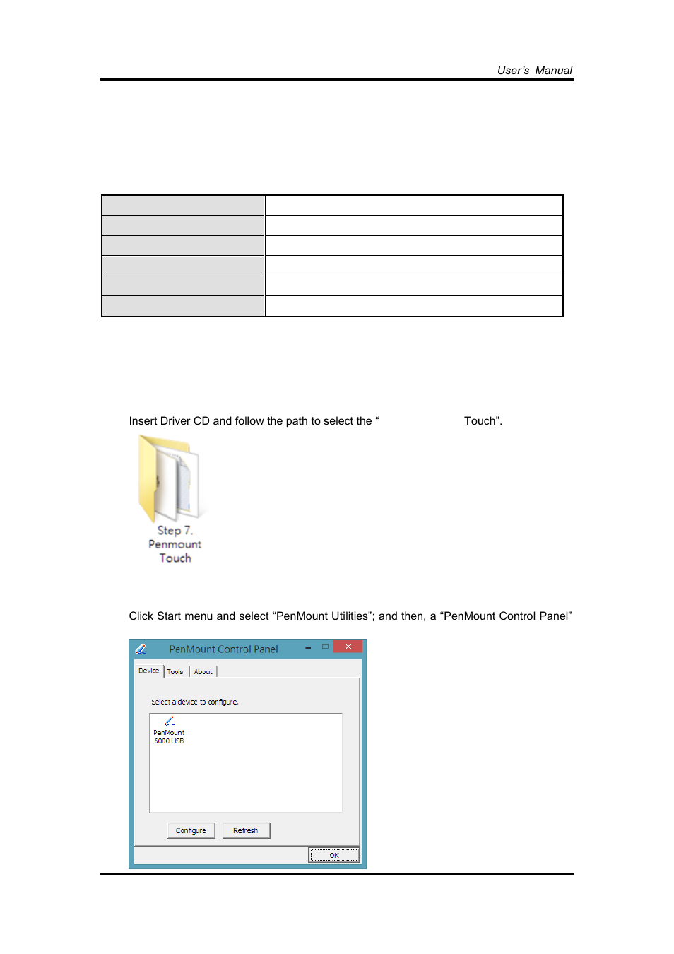 Touch screen, Specification, Driver installation- windows 7/8.x | 2 touch screen, 1 specification, 2 driver installation- windows 7/8.x | Axiomtek GOT3126T-834 User Manual | Page 59 / 64