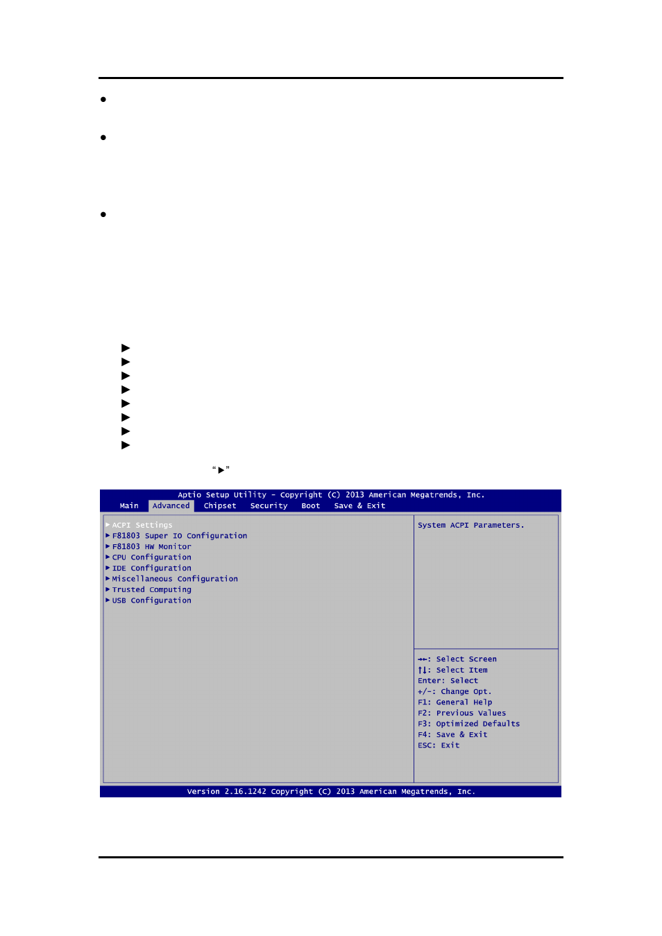 Advanced menu, 4 advanced menu | Axiomtek PICO841 User Manual | Page 53 / 80