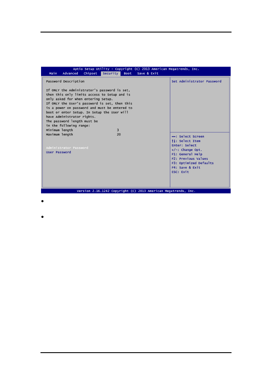 Security menu, 6 security menu | Axiomtek PICO841 User Manual | Page 70 / 80