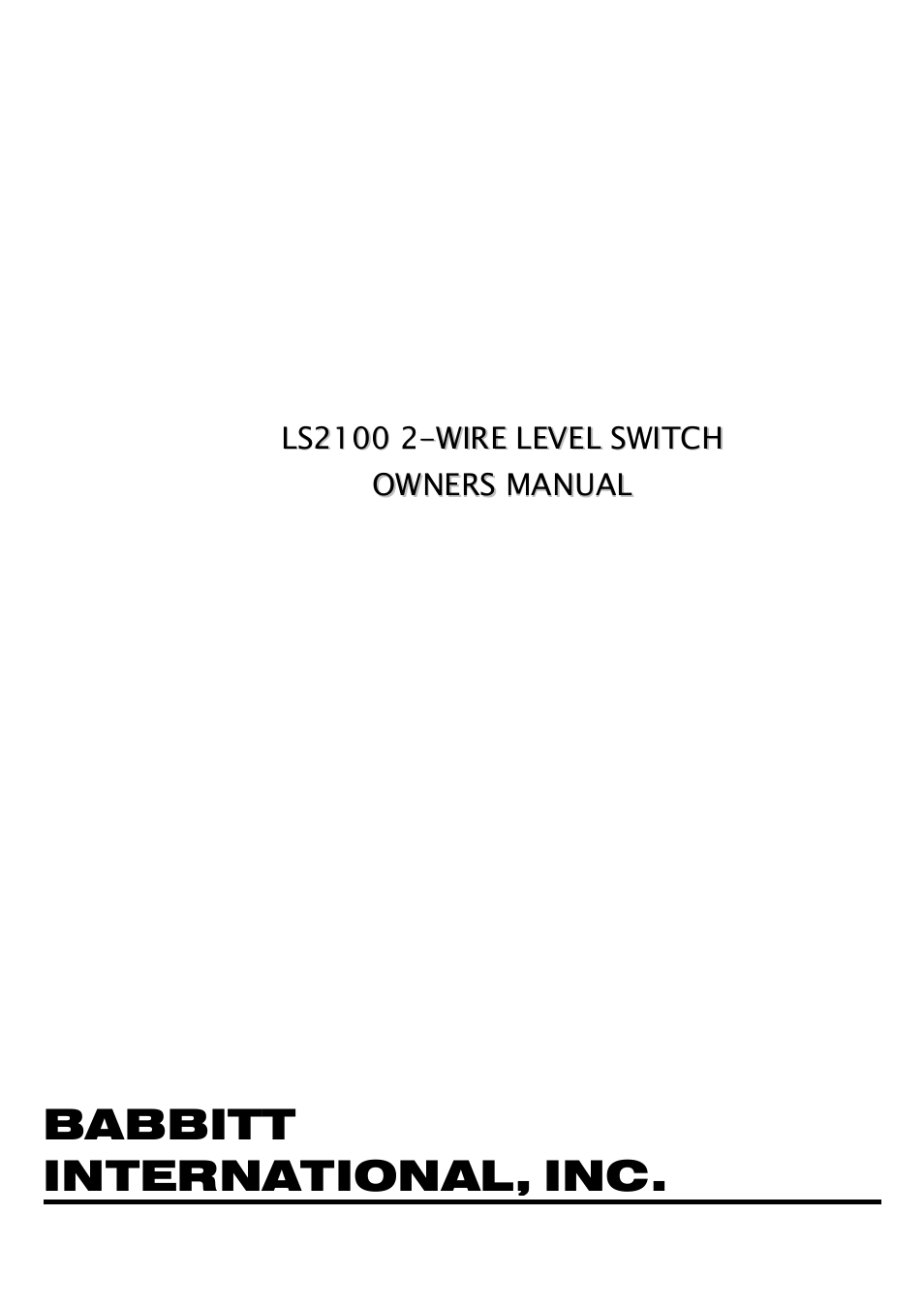 Babbitt LS2100 Loop-Powered Sensor User Manual | 7 pages