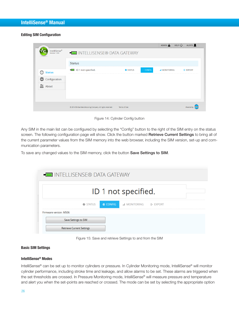Intellisense, Manual | Bimba IntelliSens User Manual | Page 26 / 68