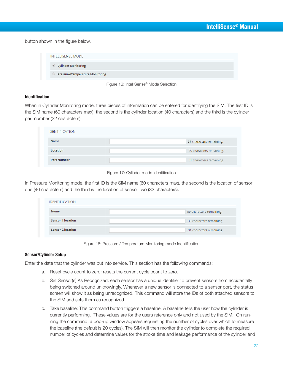 Intellisense, Manual | Bimba IntelliSens User Manual | Page 27 / 68