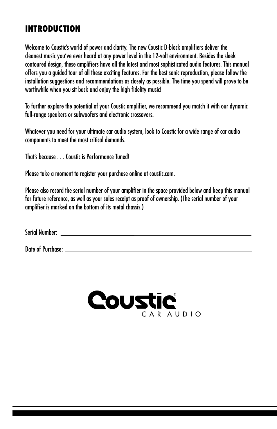 Introduction | Coustic D-block User Manual | Page 2 / 32