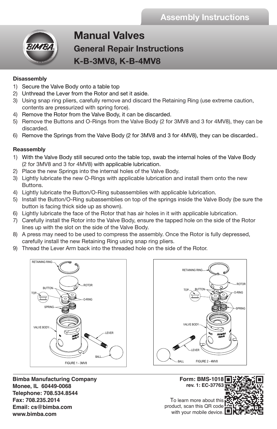Bimba Valves (4MV8) General User Manual | 1 page