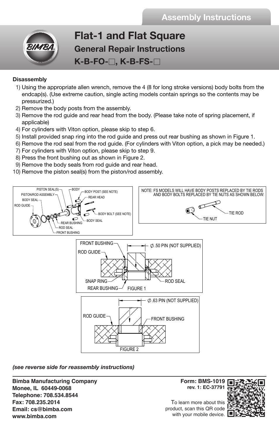 Bimba Flat Squar User Manual | 2 pages