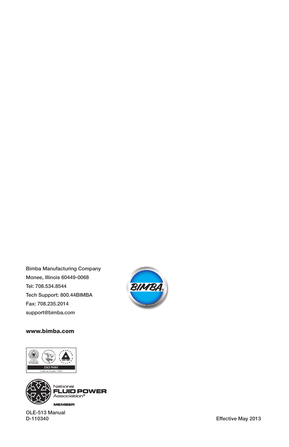 Bimba OLE User Manual | Page 22 / 22