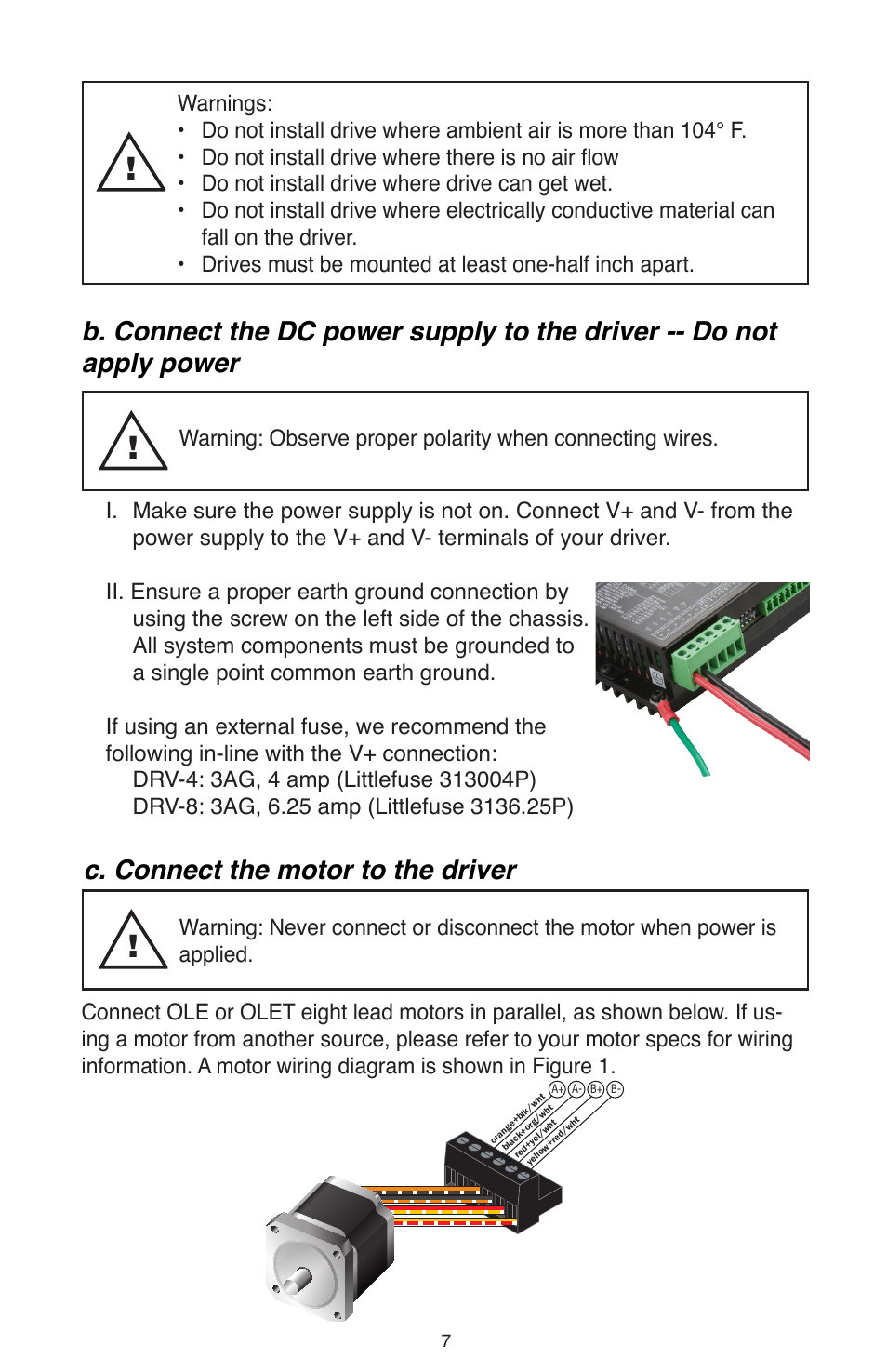 C. connect the motor to the driver | Bimba OLE User Manual | Page 9 / 22