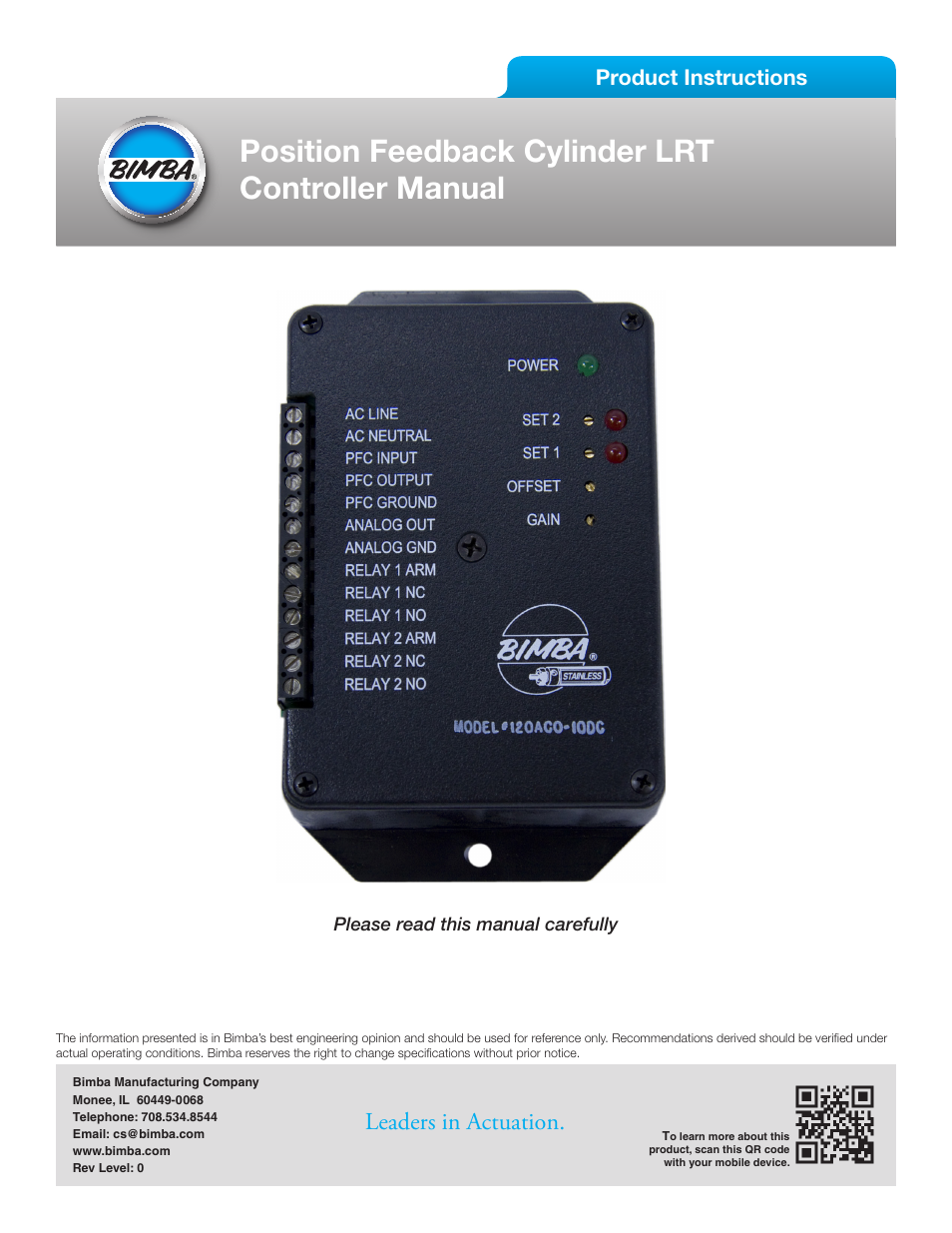 Bimba PFC-LRT User Manual | 23 pages