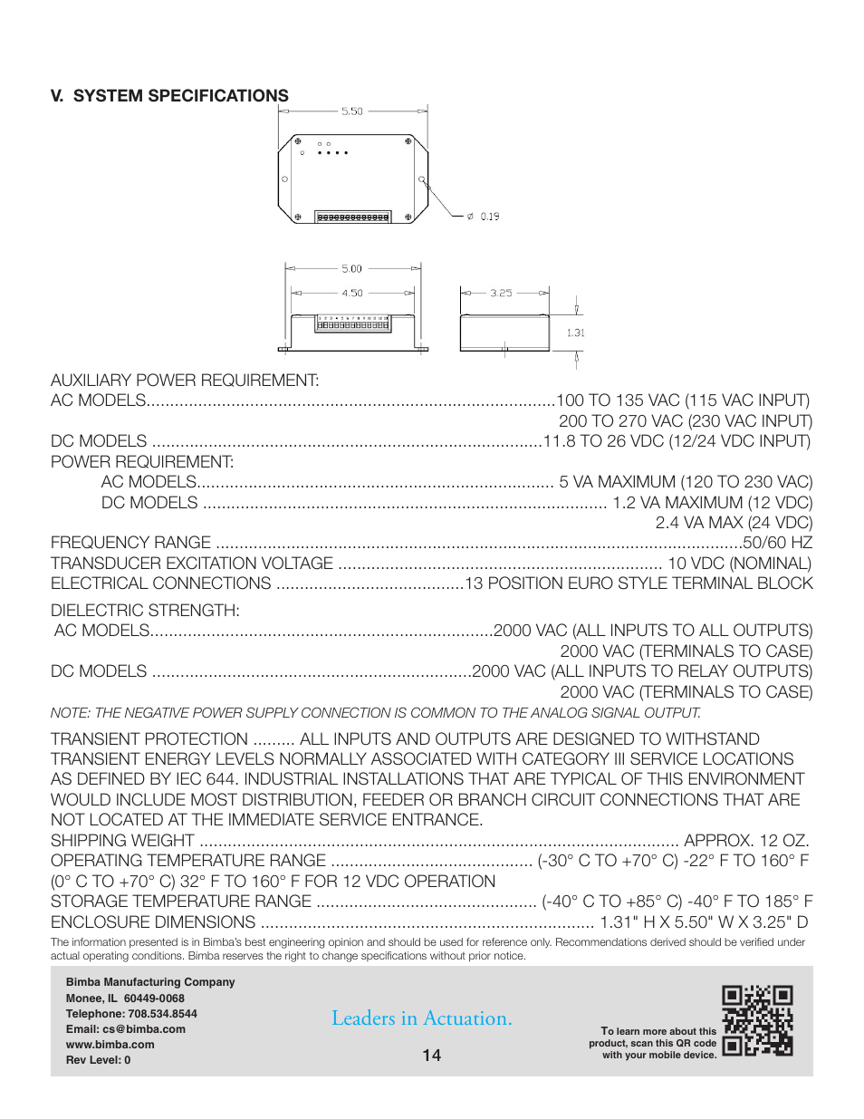 Leaders in actuation | Bimba PFC-LRT User Manual | Page 14 / 23