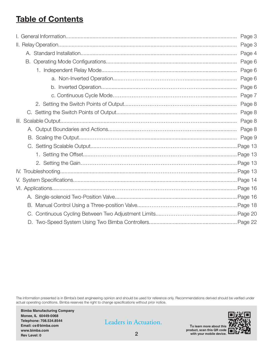Bimba PFC-LRT User Manual | Page 2 / 23