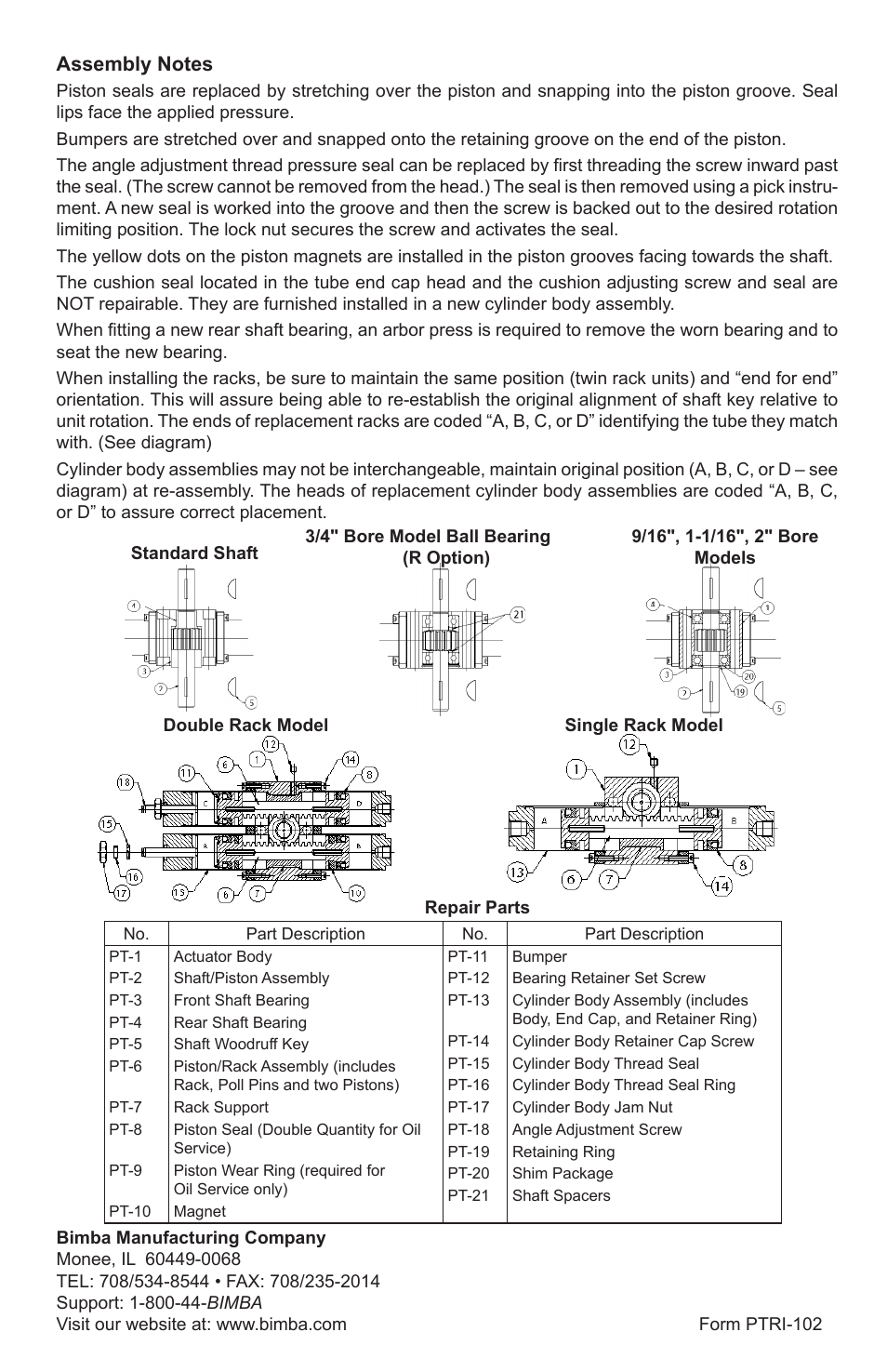 Bimba Pneu-Tur Rotary Actuators User Manual | Page 2 / 2