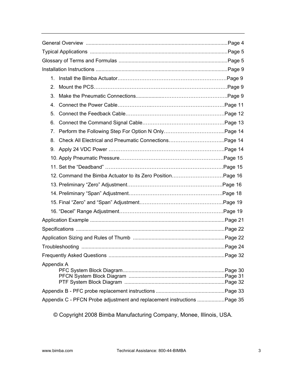 Bimba PCS User Manual | Page 3 / 36