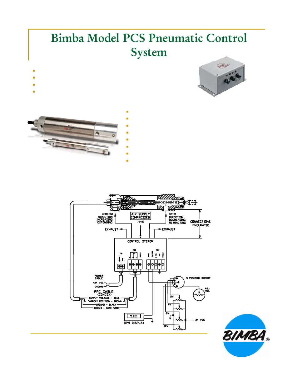 Bimba model pcs pneumatic control system, Demo case circuit diagram | Bimba PCS Rod Lock User Manual | Page 2 / 9