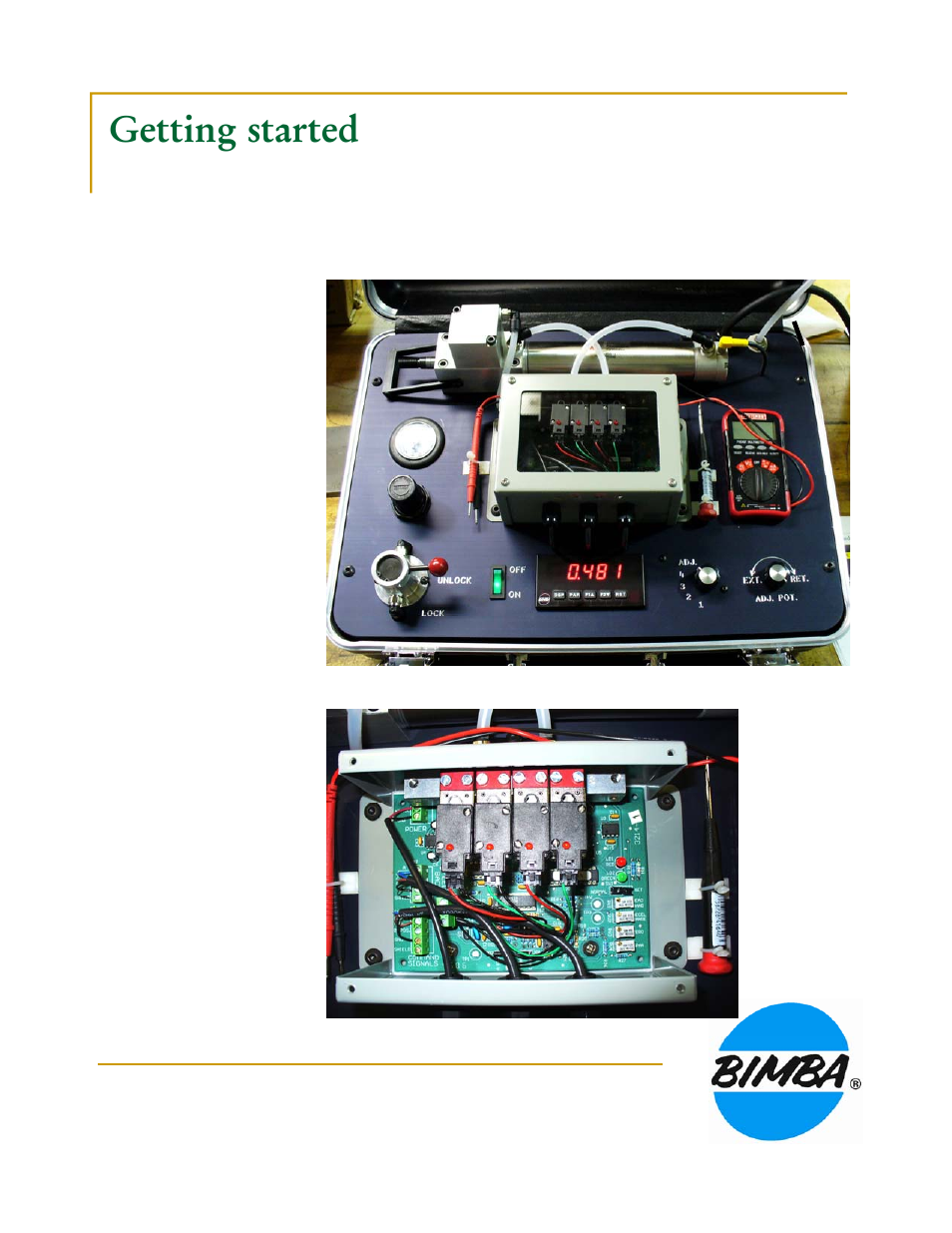 Getting started, Power up and connect air supply to demo case | Bimba PCS Rod Lock User Manual | Page 3 / 9