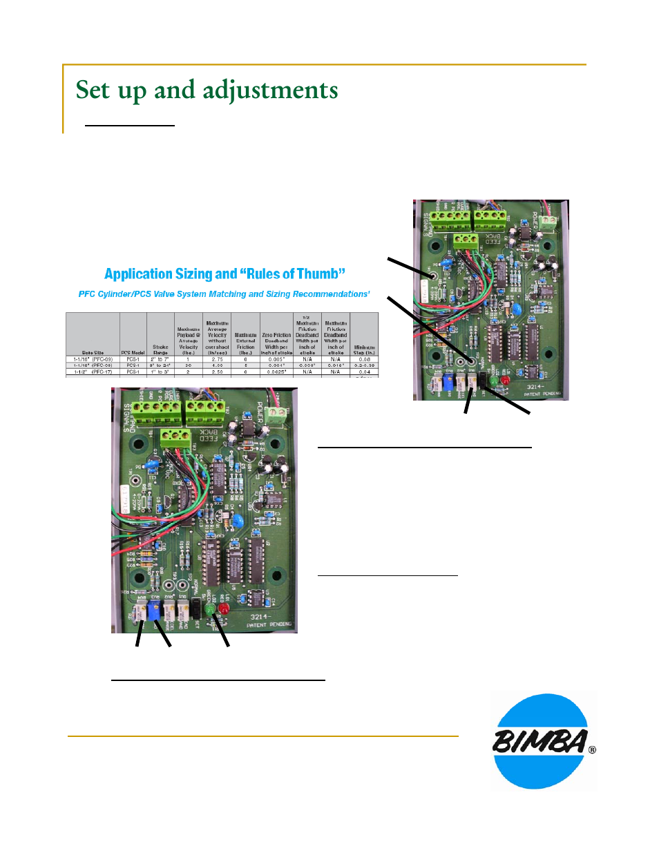 Set up and adjustments | Bimba PCS Rod Lock User Manual | Page 4 / 9
