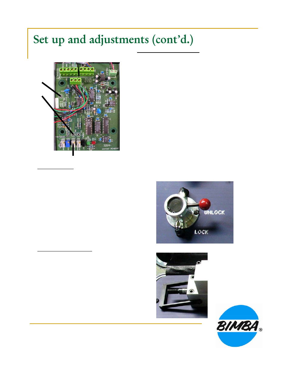 Set up and adjustments (cont’d.) | Bimba PCS Rod Lock User Manual | Page 5 / 9