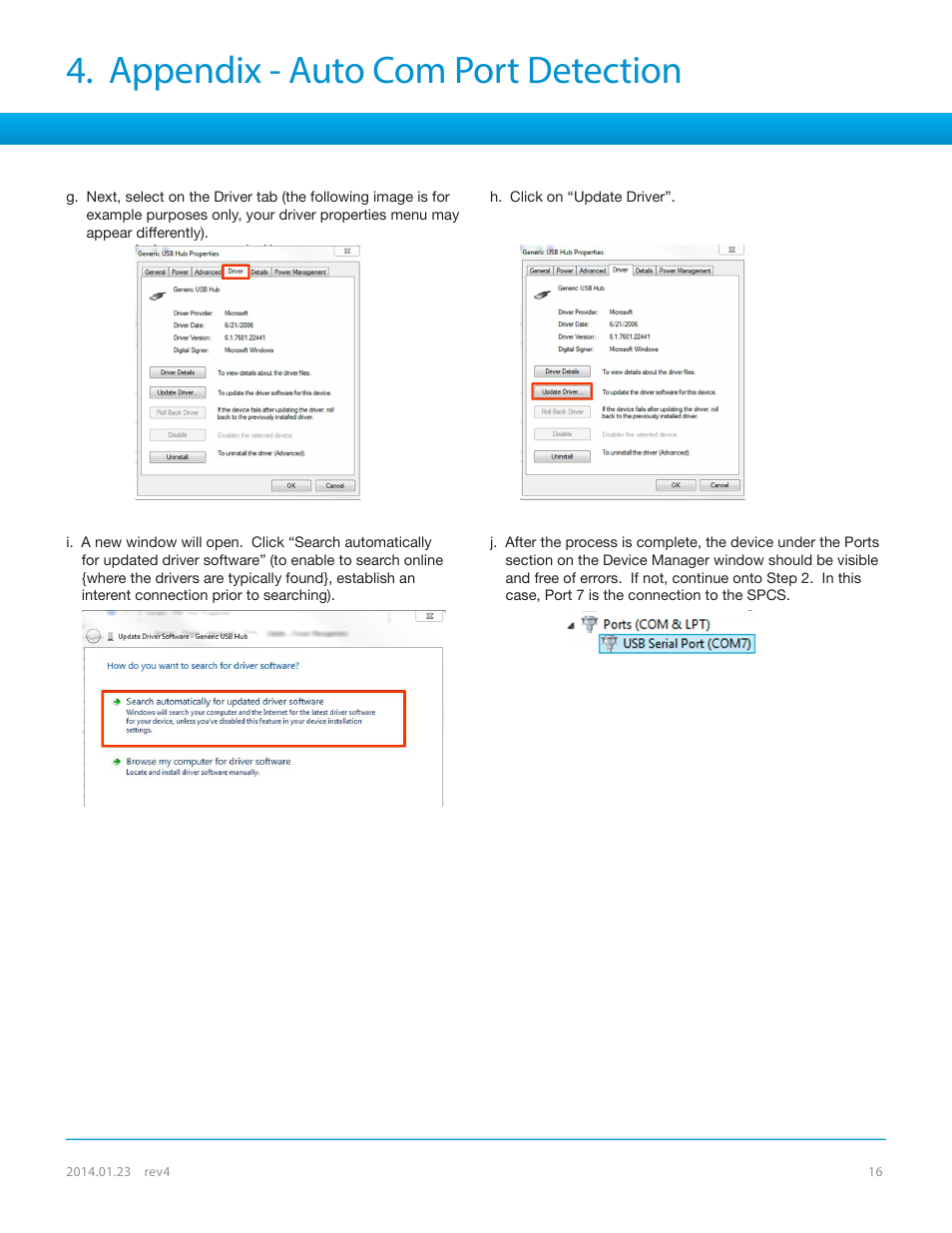 Appendix - auto com port detection | Bimba SPCS User Manual | Page 16 / 19