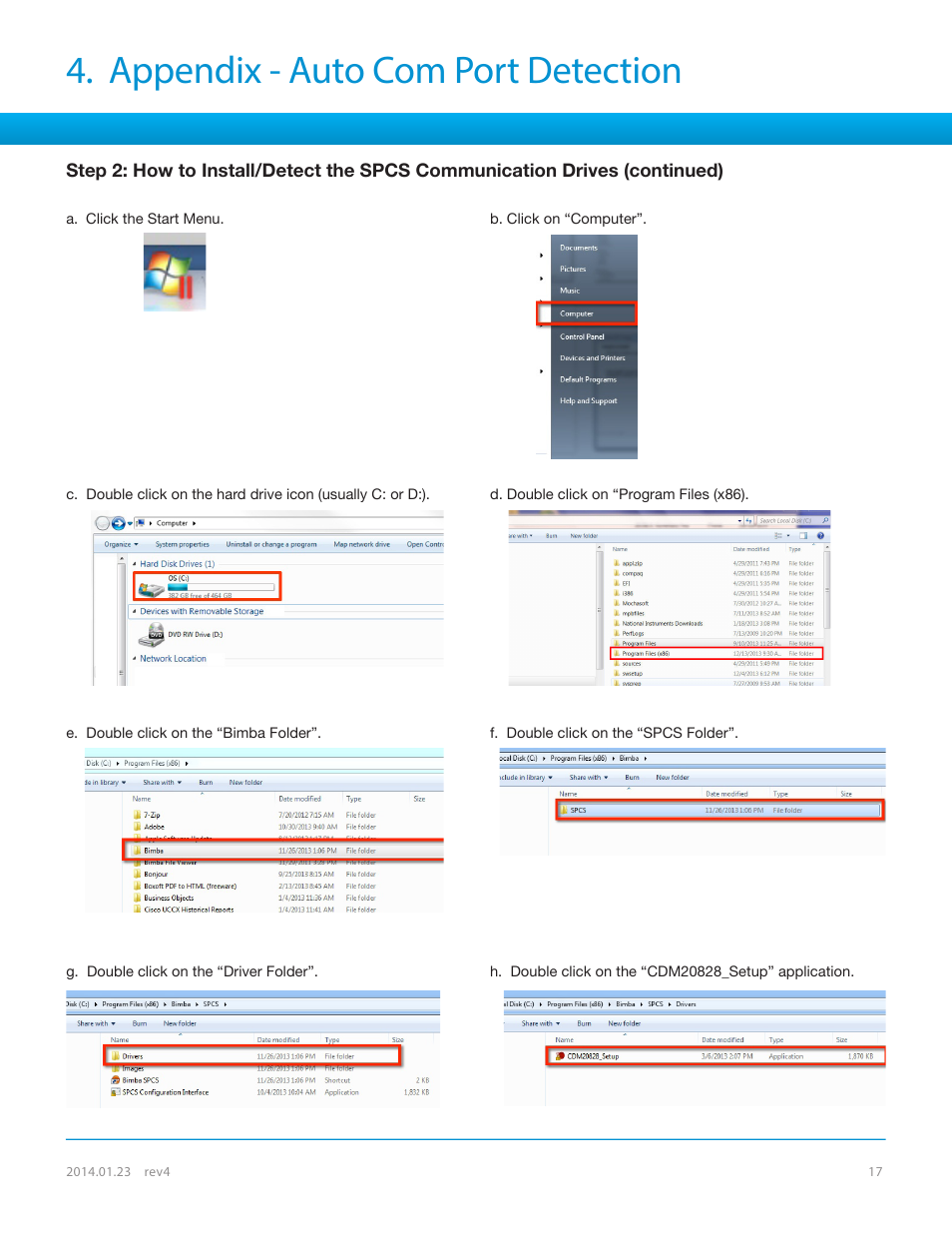 Appendix - auto com port detection | Bimba SPCS User Manual | Page 17 / 19