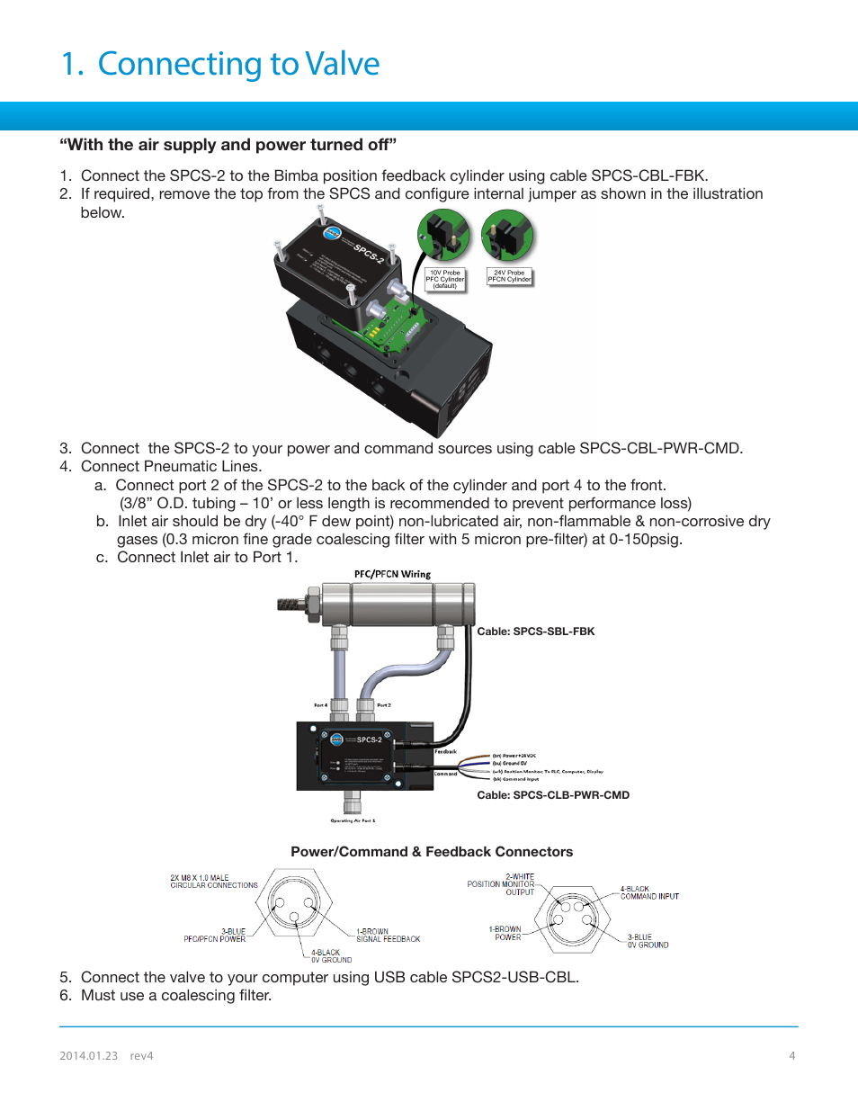 Connecting to valve | Bimba SPCS User Manual | Page 4 / 19