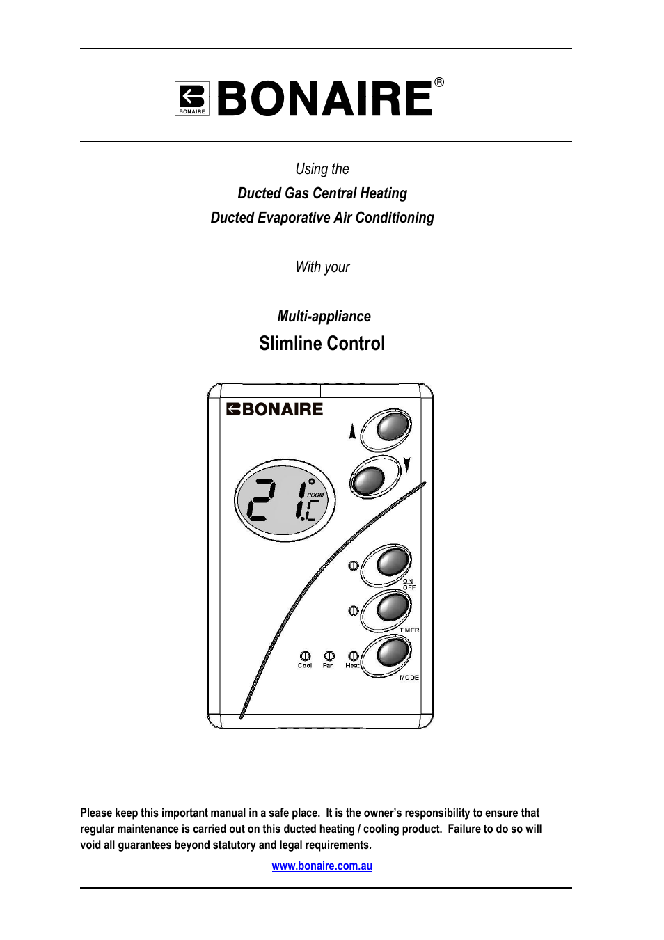 Bonaire Slimline Digital controller User Manual | 28 pages