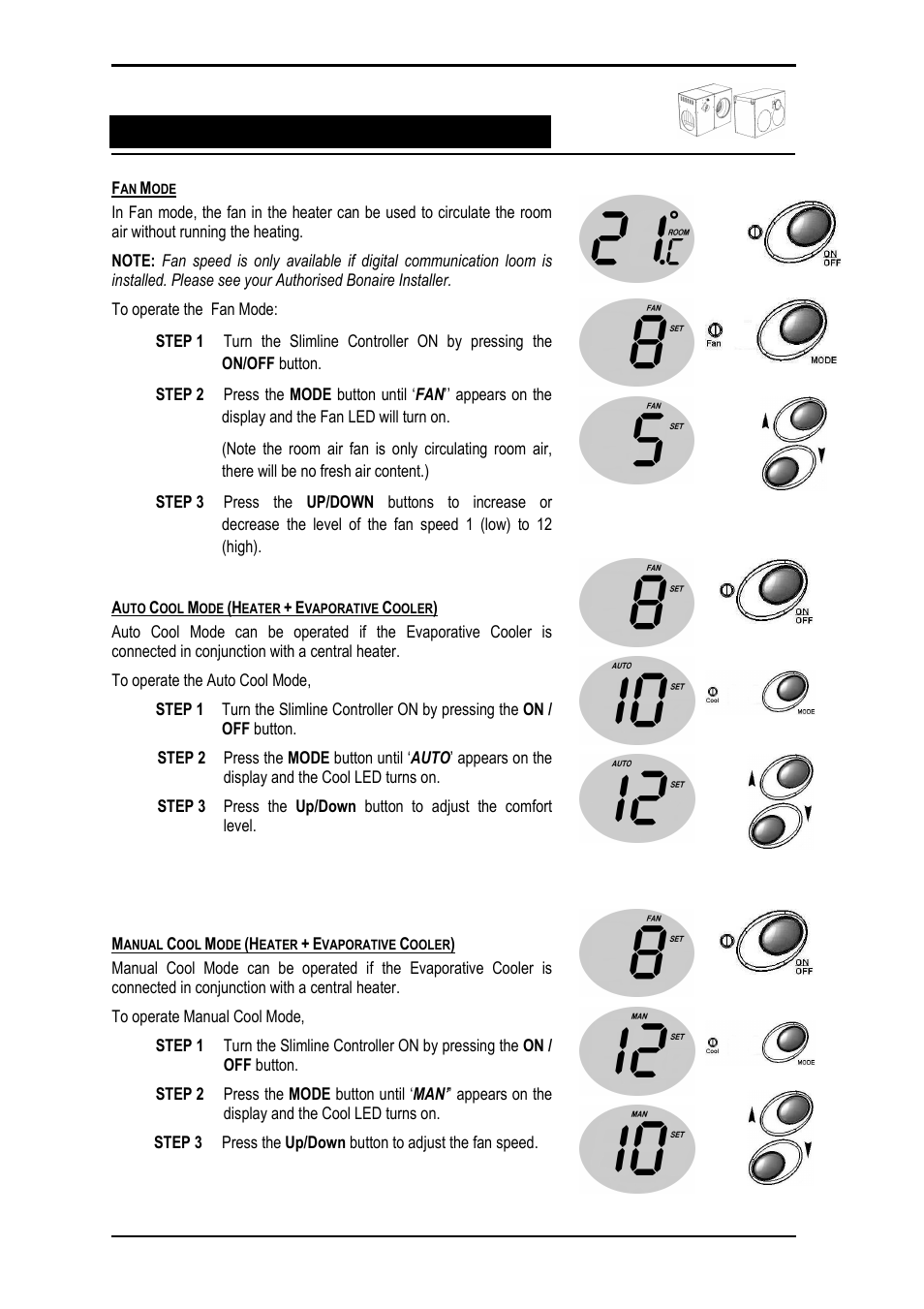 Ducted gas central heating | Bonaire Slimline Digital controller User Manual | Page 13 / 28