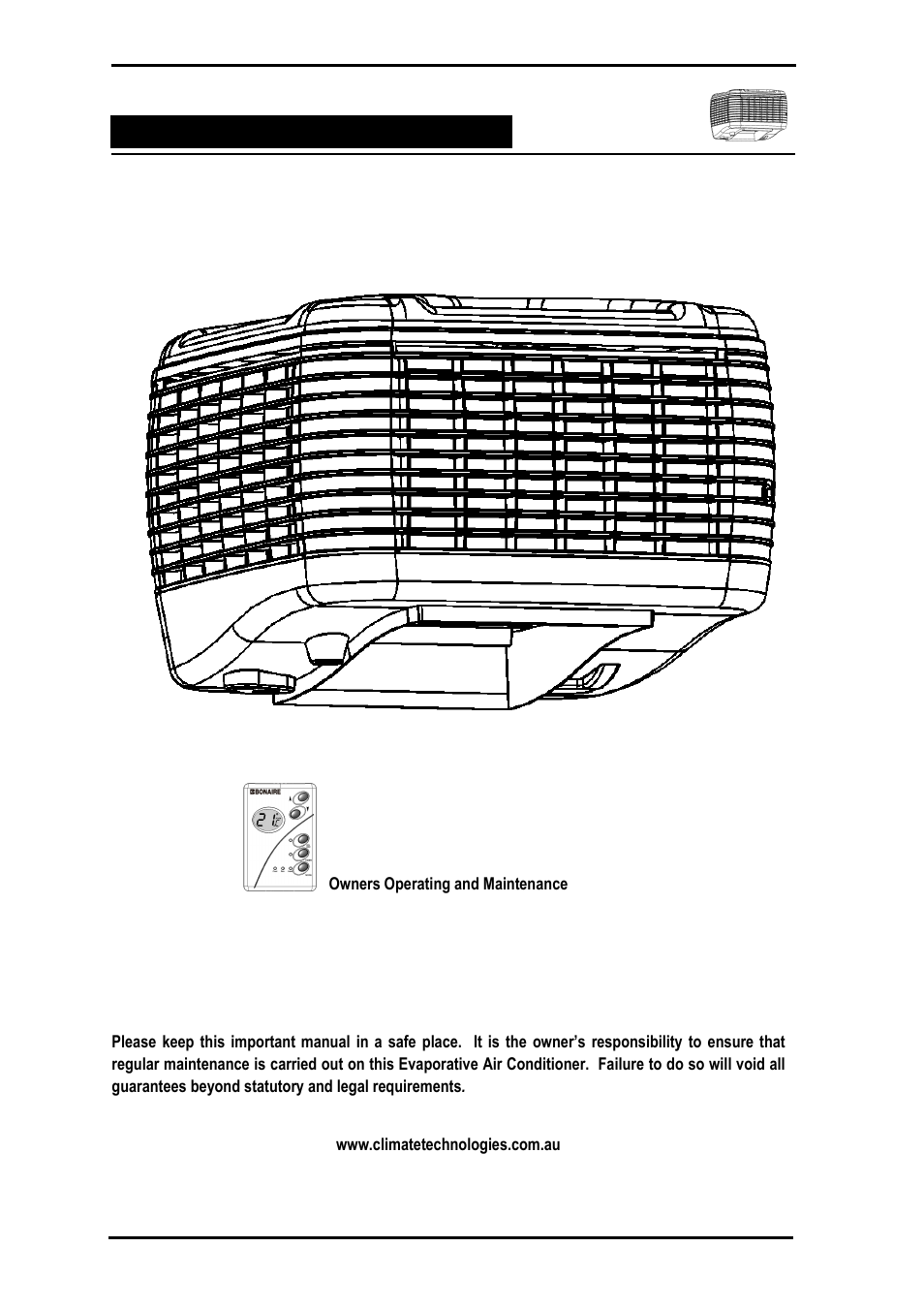 Ducted evaporative air conditioning | Bonaire Slimline Digital controller User Manual | Page 16 / 28
