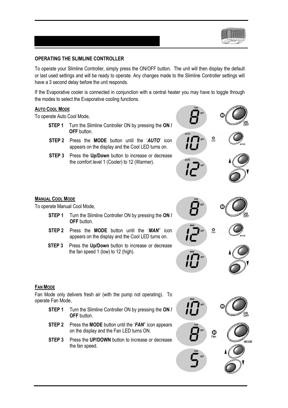 Ducted evaporative air conditioning | Bonaire Slimline Digital controller User Manual | Page 18 / 28