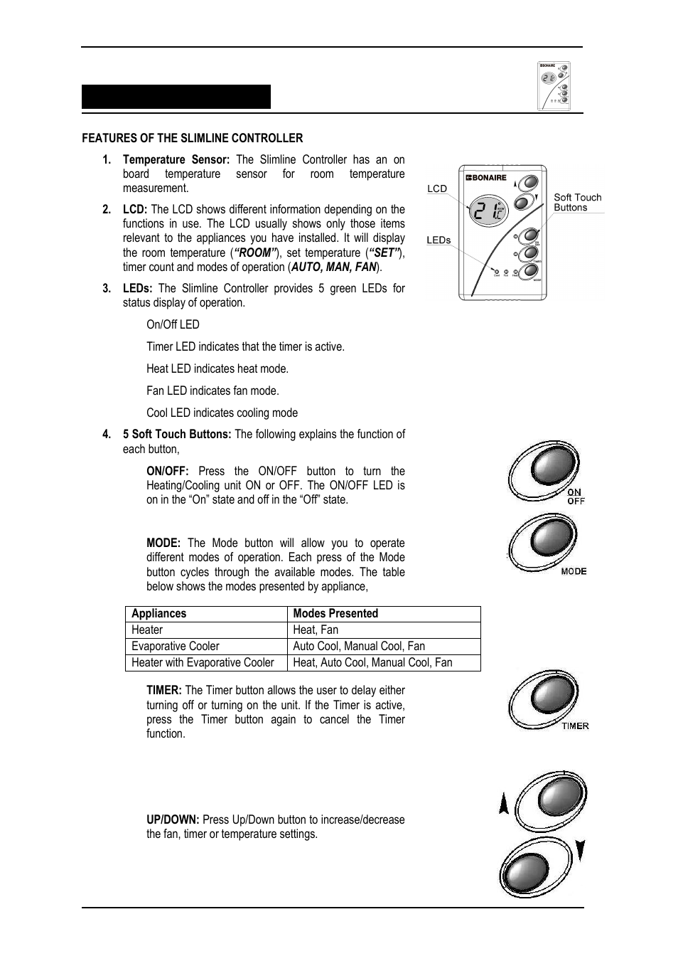 Bonaire Slimline Digital controller User Manual | Page 7 / 28