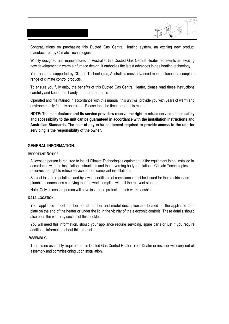 General information, Important notice, Data location | Assembly | Bonaire Comfort Control - RF/LV User Manual | Page 14 / 52