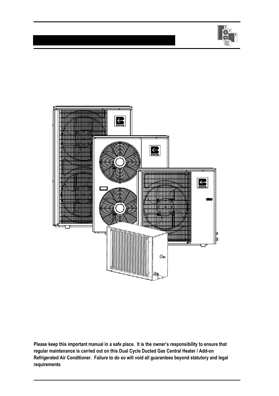 Add-on refrigerated air conditioning, Owners operating and maintenance | Bonaire Comfort Control - RF/LV User Manual | Page 23 / 52