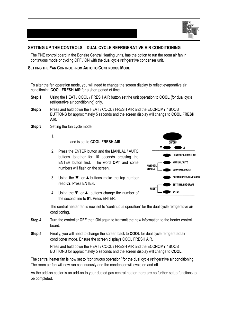 Setting procedure | Bonaire Comfort Control - RF/LV User Manual | Page 41 / 52