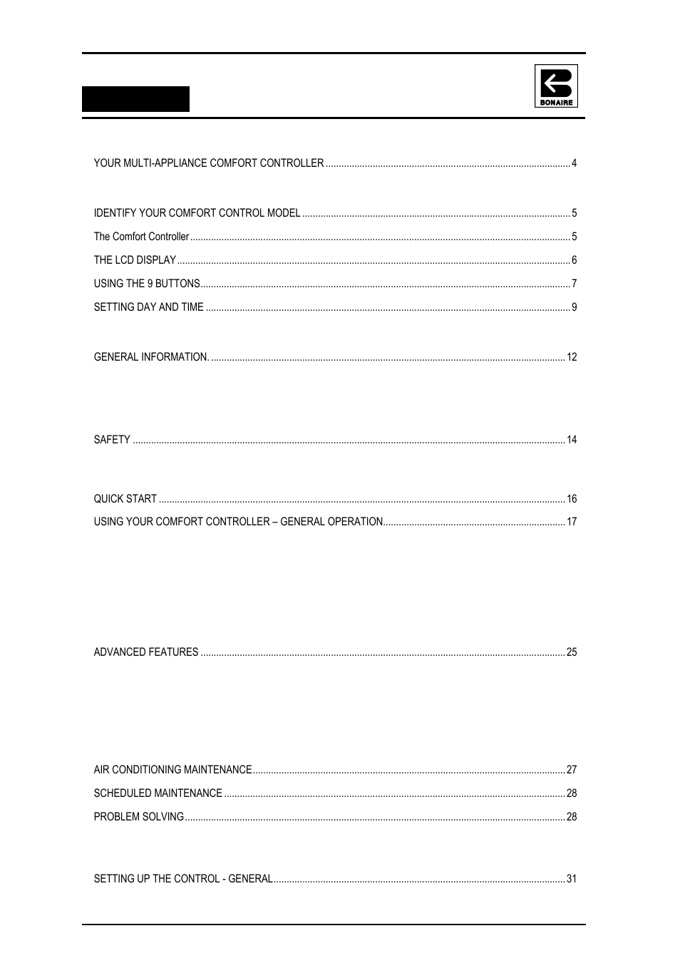 Bonaire Reverse Cycle User Manual | Page 2 / 40